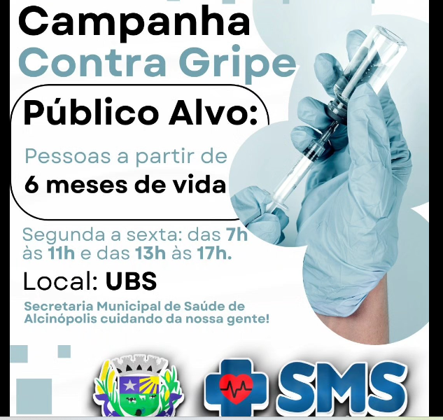 Imagem de compartilhamento para o artigo Alcinópolis continua com campanha contra a gripe; confira o horário de atendimento da MS Todo dia